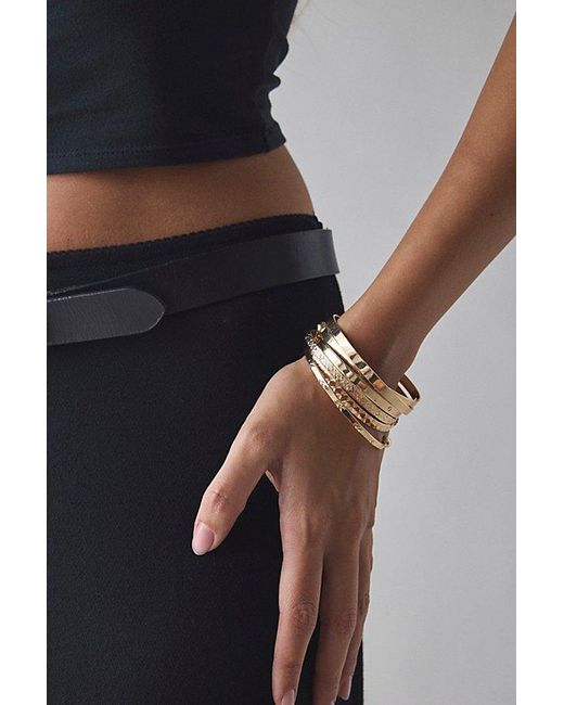 Urban Outfitters Black Etched Metal Open Cuff Bracelet Set