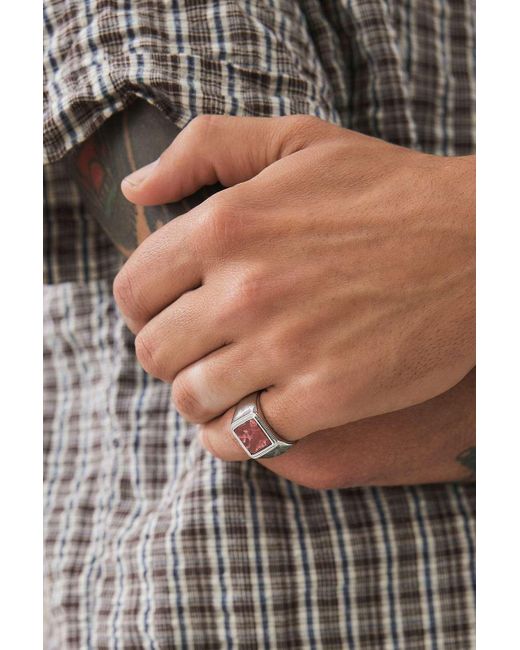 Urban Outfitters White Uo Plated Square Stone Ring for men