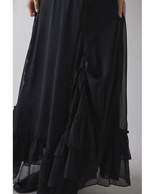Kimchi Blue Black My Sweet Asymmetrical Ruffle Low-Rise Maxi Skirt