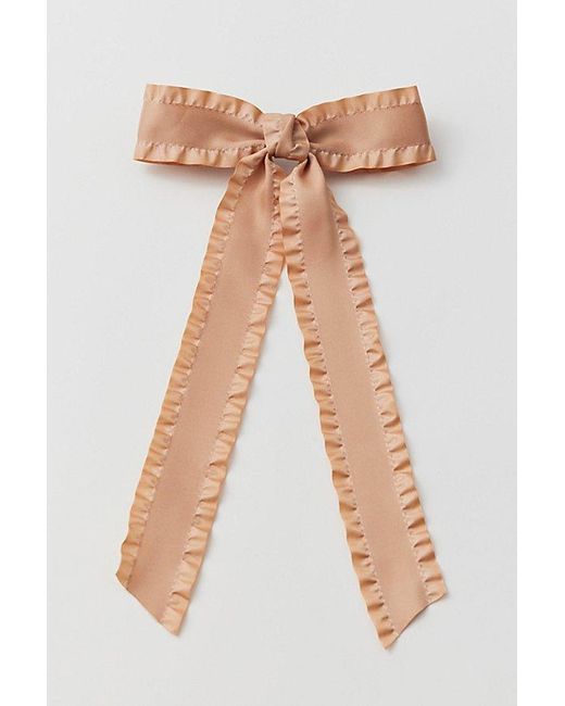 Urban Outfitters Brown Lettuce-Edge Hair Bow Barrette