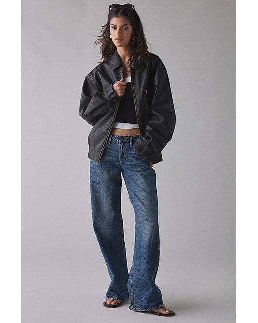 BDG Blue Billie Faux Leather Oversized Bomber Jacket