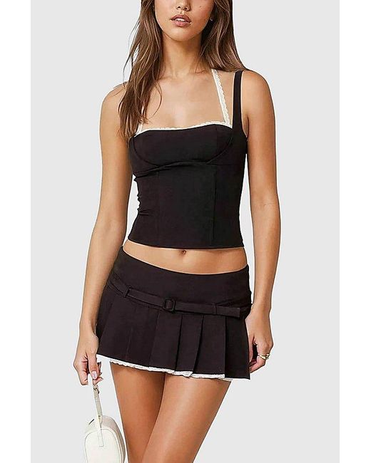 Edikted Black Lesly Pleated Mini Skort