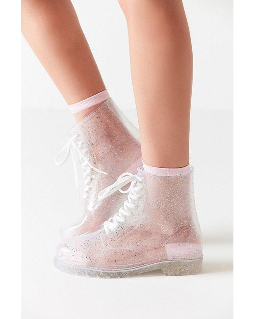 Urban Outfitters White Aura Glitter Rain Boot