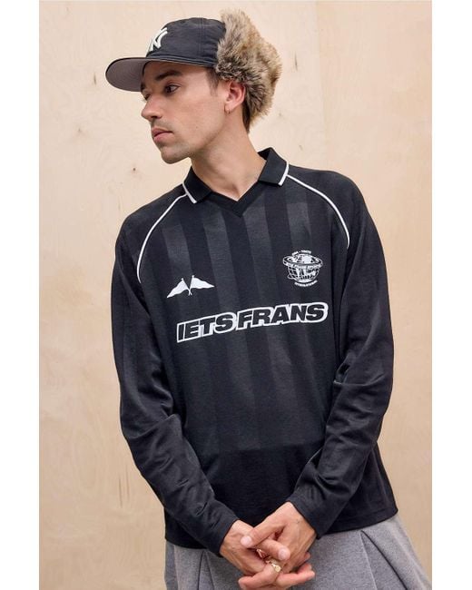 iets frans Blue Black Long Sleeve Football T-shirt for men