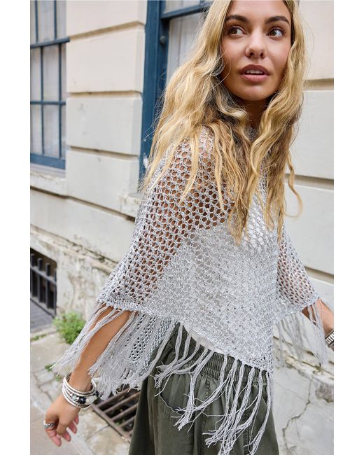 Urban Outfitters Gray Uo Jamie Sparkle Poncho