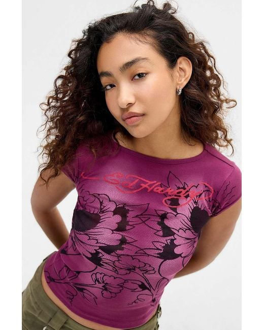 Ed Hardy Purple Uo Exclusive Slash Neck T-shirt