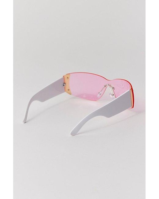 Urban Outfitters Pink Brittney Y2K Classic Shield Sunglasses
