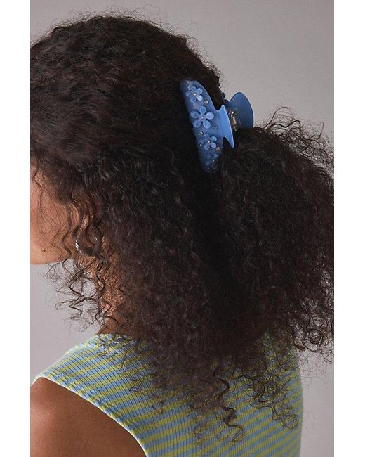 Urban Outfitters Black Rhinestone 3D Floral Claw Clip