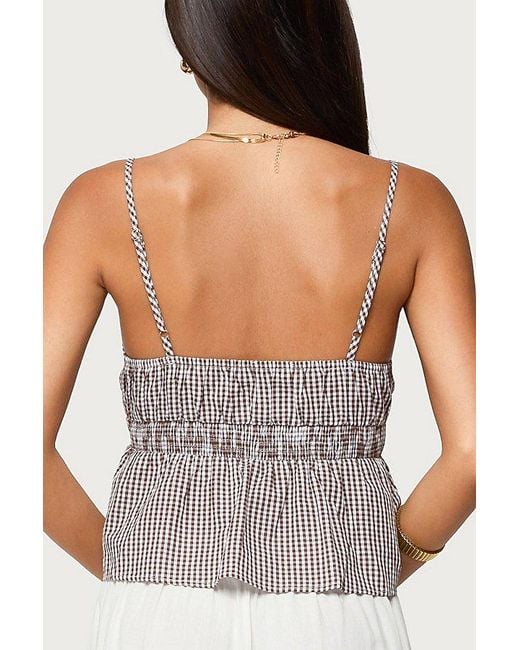 Edikted Gray Zahara Gingham Babydoll Top