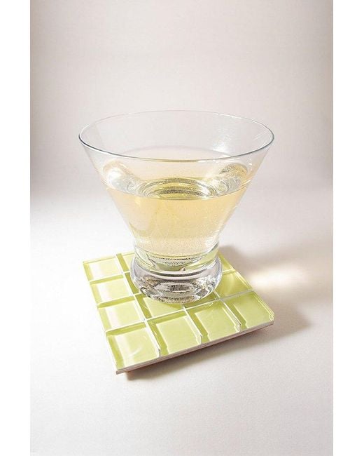 Subtle Studios Yellow Solid Glass Tile Coaster