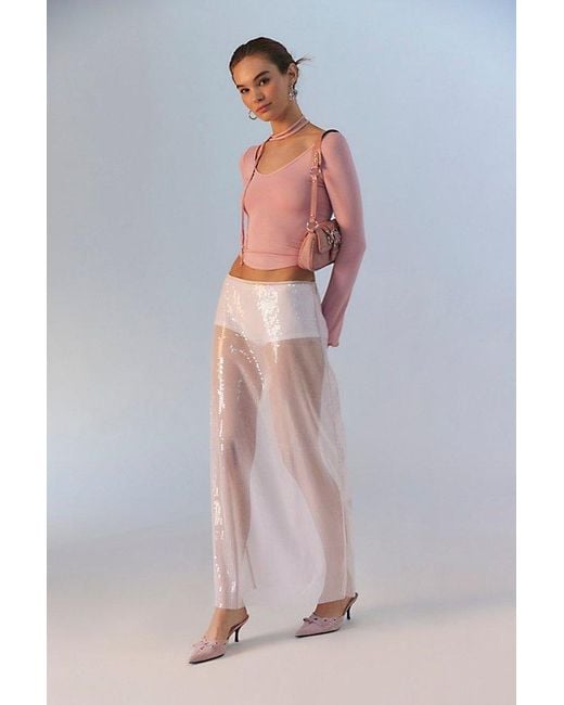 Silence + Noise Multicolor Dynasty Sheer Sequin Maxi Skirt