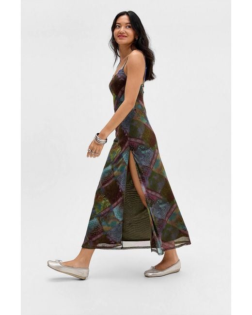 Urban Outfitters White Uo Floral Mesh Maxi Dress At