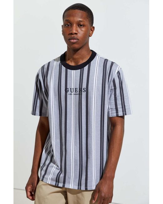 Guess Cotton Hotspur Stripe Tee in Blue 