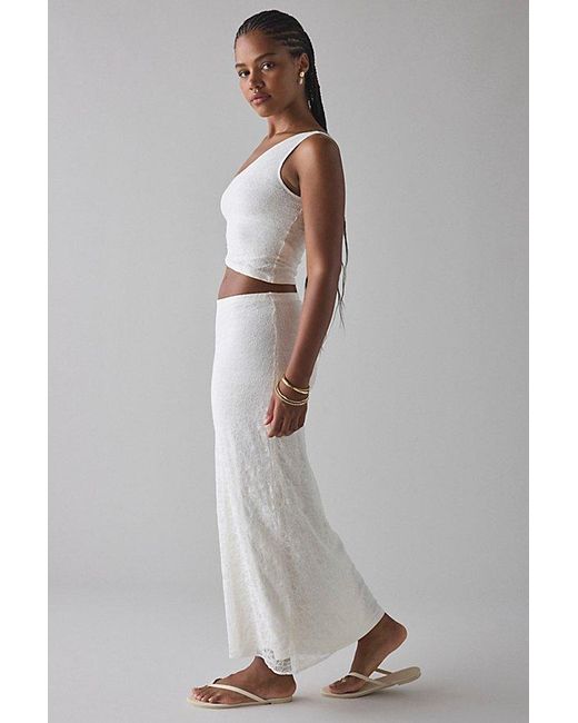 Urban Outfitters White Uo Harlow Lace Low-Rise Maxi Skirt