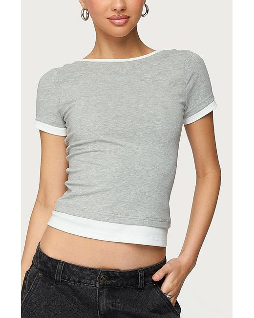 Edikted Multicolor Julietta Contrast Layered T Shirt Top