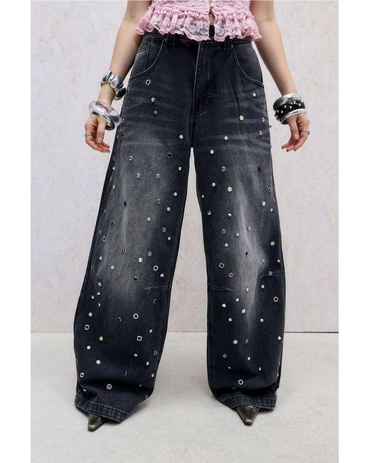 Jaded London Blue Trixa Jewel Studded Colossus Jeans