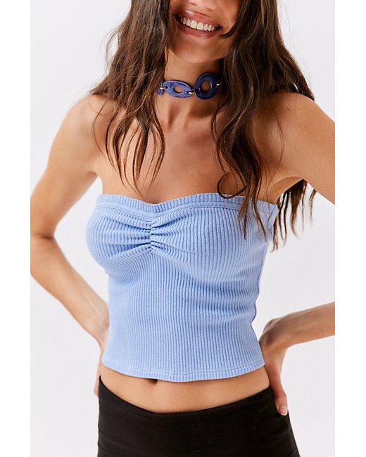 Urban Outfitters White Uo Ruched Tube Top