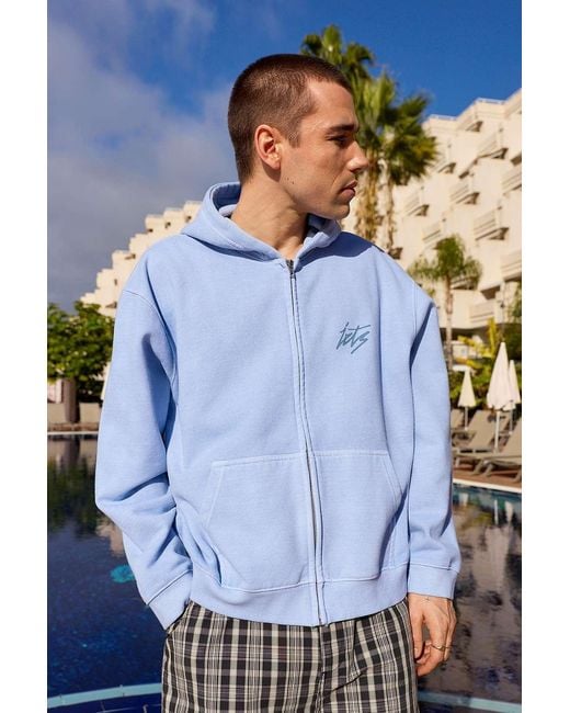 iets frans Pale Blue Script Zip-through Hoodie for men