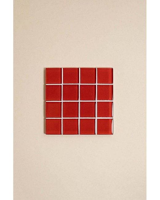 Subtle Studios Pink Solid Glass Tile Coaster