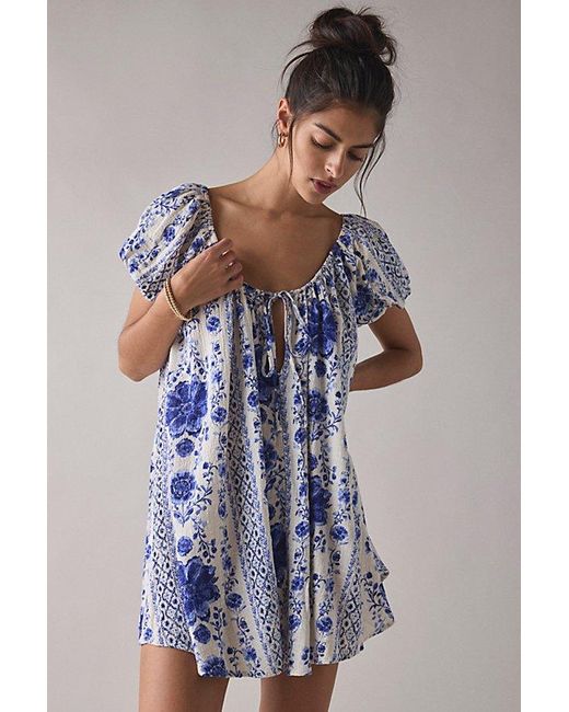 Out From Under Amara Cotton-Blend Slip Mini Dress in Blue | Lyst