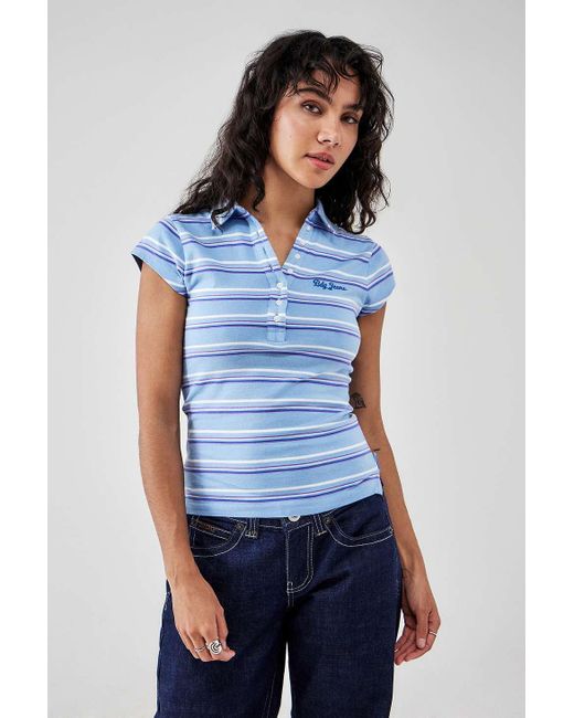 BDG Blue Stripe Polo Shirt