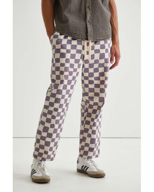 Urban Outfitters Purple Uo Printed Checkerboard Beach Pant for men