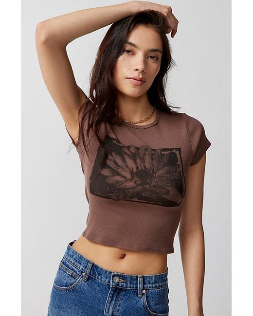 Urban Outfitters Green Uo Lotus Perfect Baby Tee