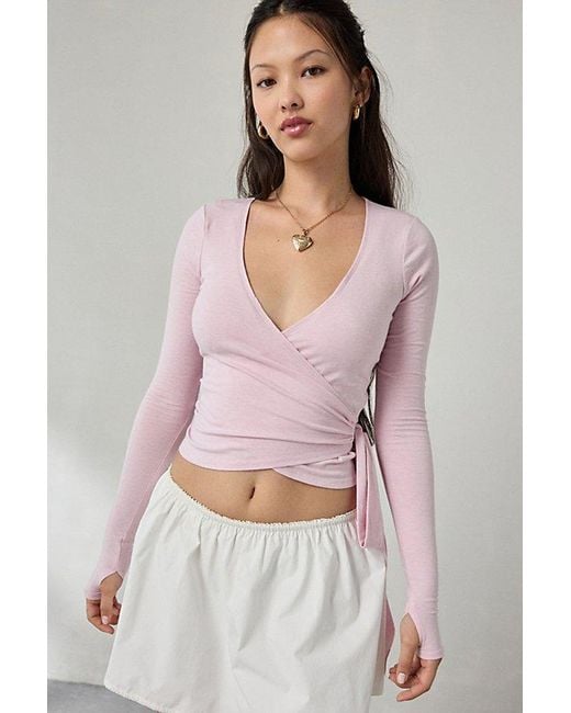 Out From Under Pink Bec Long Sleeve Ballet Wrap Top