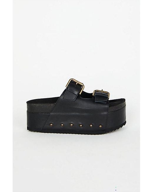 INTENTIONALLY ______ Black Cooper-2 Suede Platform Sandal