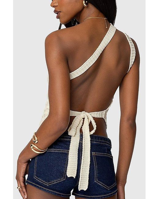 Edikted White Codi Backless Asymmetric Knit Top