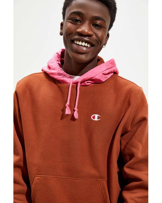 Champion Red Champion Uo Exclusive Colorblock Nylon Hoodie Sweatshirt for men