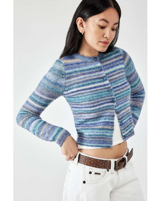 BDG Blue Space-dye Stripe Cardigan