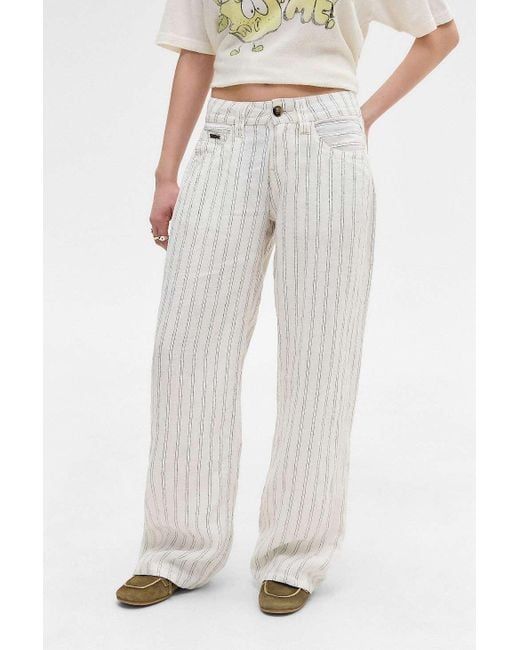 BDG White Kayla Stripe Linen Trousers