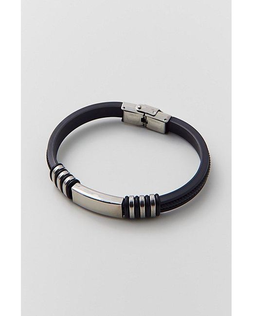 Urban Outfitters Metallic Brett Leather & Metal Bracelet for men