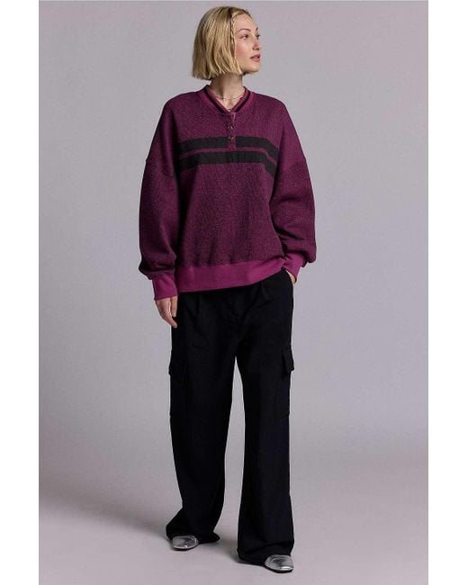 BDG Red Cameron Henley Pullover