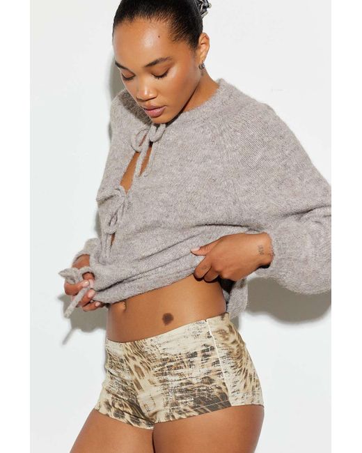 Silence + Noise Gray Silence + Noise Sabrina Leopard Print Hot Pants