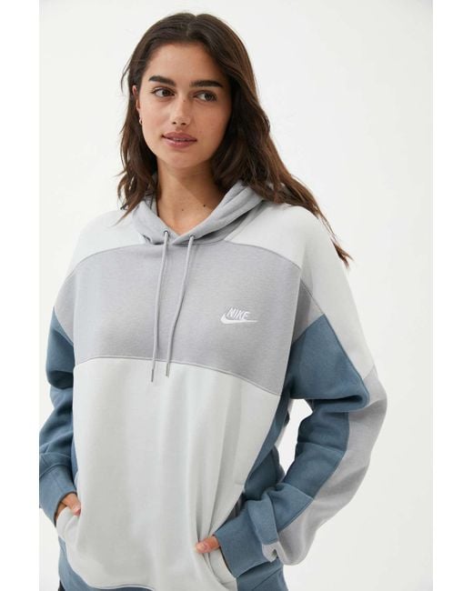 Nike Blue Oversized Colorblock Hoodie Sweatshirt
