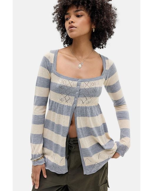 Urban Outfitters Gray Uo Bexley Babydoll Top At
