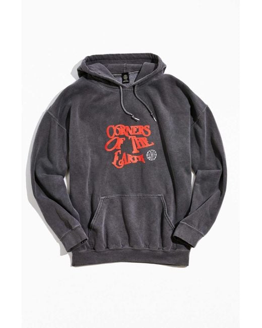 Urban Outfitters Gray Corner Of The Earth Overdyed Hoodie Sweatshirt for men