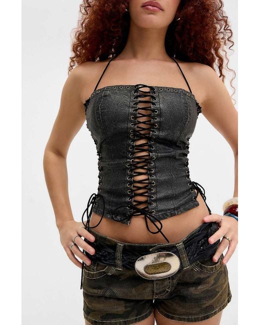 Jaded London Odile Faux Leather Lace Up Corset Top in Black | Lyst UK Jaded London Odile Faux Leather Lace Up Corset Top in Black | Lyst UK
