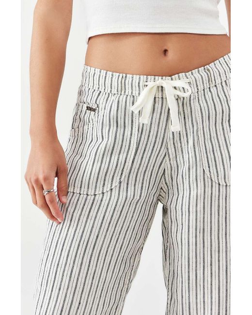 BDG Gray White Pinstripe Five-pocket Linen Pants