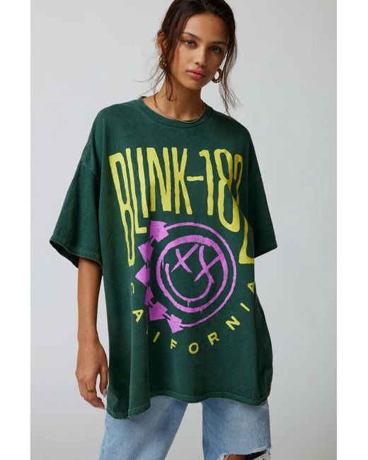 Urban Outfitters Green Blink 182 T-shirt Dress In Olive,at