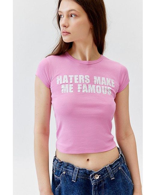 Urban Outfitters Pink Truth Or Dare Uo Exclusive Haters Baby Tee