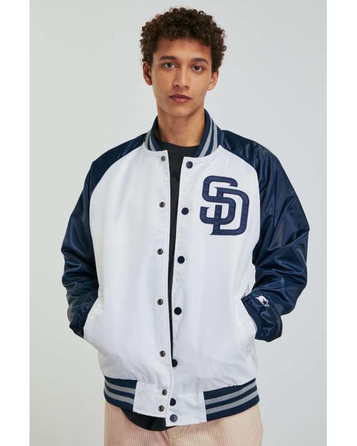 Starter San Diego Padres Satin Varsity Jacket in Blue for Men - Lyst