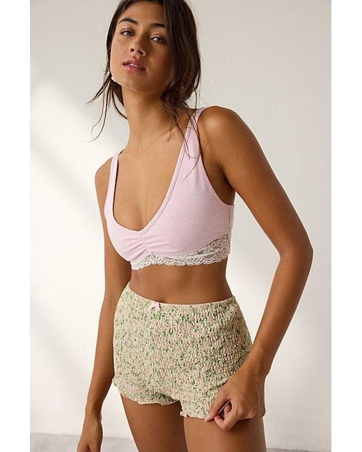 Out From Under Pink Bec Pinch Front Lace Trim Bralette