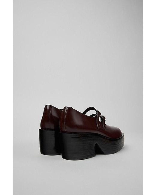Camper Black Billie Leather Platform Mary Jane Heel