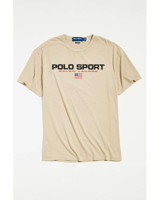 Polo Ralph Lauren Cotton Polo Sport Faded Graphic Tee in Tan (Natural