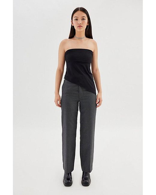 Urban Outfitters Black Uo Y2K Asymmetrical Ruching Tube Top