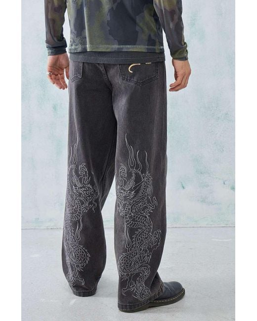 Ed Hardy Uo exclusive - jeans mit markentypischem logo in grau in Black für Herren