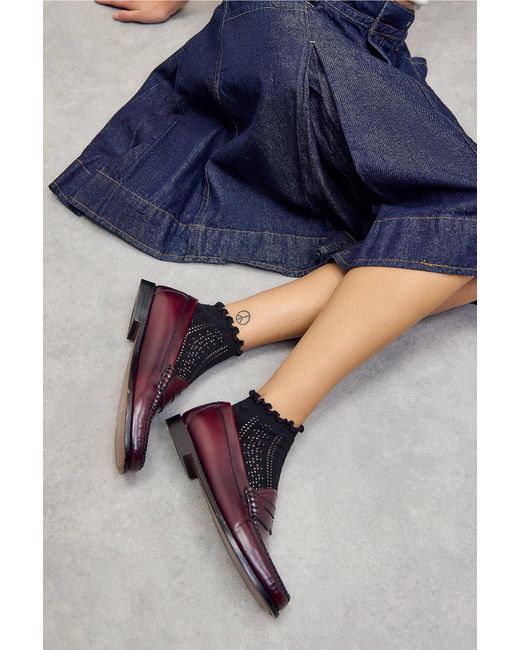 Out From Under Blue Pointelle Lettuce-edge Ankle Socks